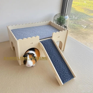 [DELION] Ngôi nhà ẩn náu nhiều tầng bằng gỗ chắc chắn có cầu thang | Môi trường sống tổ Hamster cho Hamster / Bunny / Chinchillas