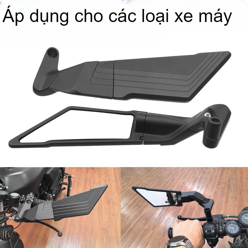 Gương Cánh Én, Cho SH / Vespa / PG1 / XSR / CB, Mặt Kính Trắng, Góc Rộng, 1Cặp