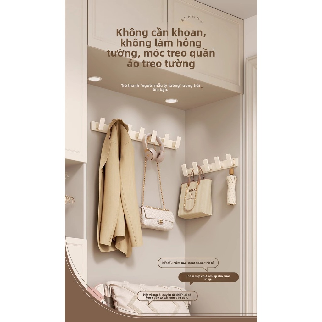 Kem Trắng Quần Áo Treo Tường Móc-Convenient Giải Pháp, Không Đục Lỗ, Chất Liệu Bền Đẹp Đẹp