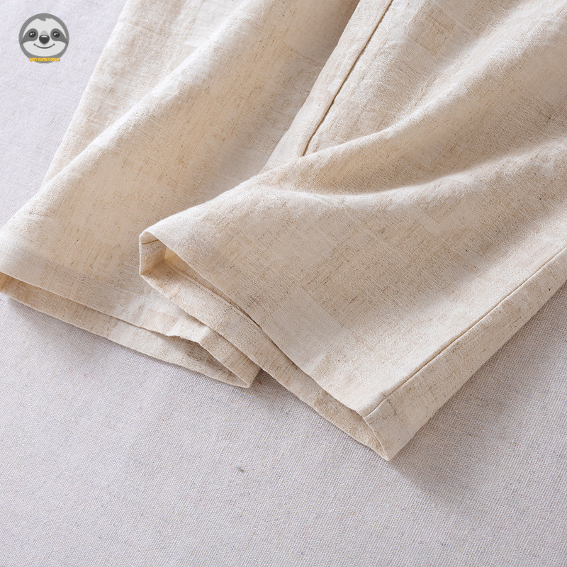Phong cách Nhật Bản Phong cách Muji / Phong cách cặp đôi Vải lanh cotton màu trơn Bộ đồ ngủ dài tay / Nam nữ Bộ đồ mặc nhà đơn giản / Thường ngày có thể mặc bên ngoài Áo dài tay / Hơi thở vải lanh cotton chất lượng cao