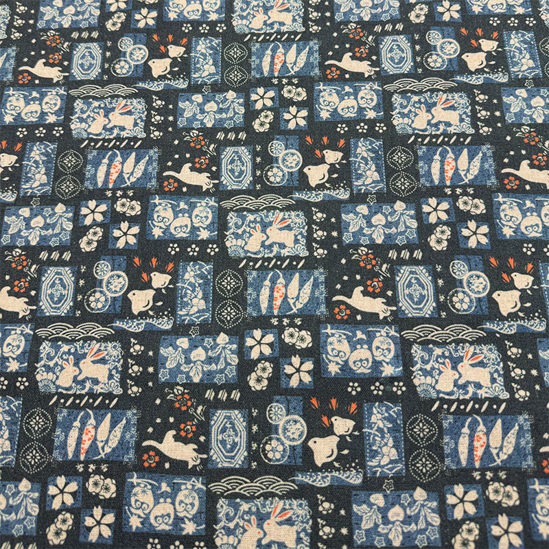 Vải Lanh Cotton Mã Hóa Phong Cách Vintage In Chủ Đề Vải In Hình Cho DIY Trang Trí Khăn Trải Bàn Màn 1 Mét