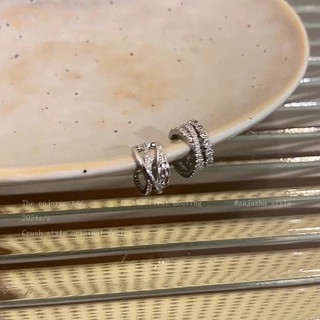 Kẹp Tai Hình Chữ C Bất Đối Xứng Zircon Nhiều Lớp, Phong Cách Hàn Quốc Ngọt Ngào Và Sang Trọng