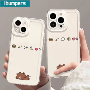 Ibumpers Ốp Điện Thoại Hoạt Hình Dễ Thương Gấu Vui Nhộn Trong Suốt Mềm Cao Cấp Vỏ Chống Sốc Cho iPhone 11 12 13 14 15 16 17 Pro Max IP 7 8 Plus Iphon X XS XR Xs Max