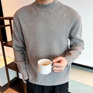 Áo len nửa cổ rùa thời trang nam, dệt kim xù