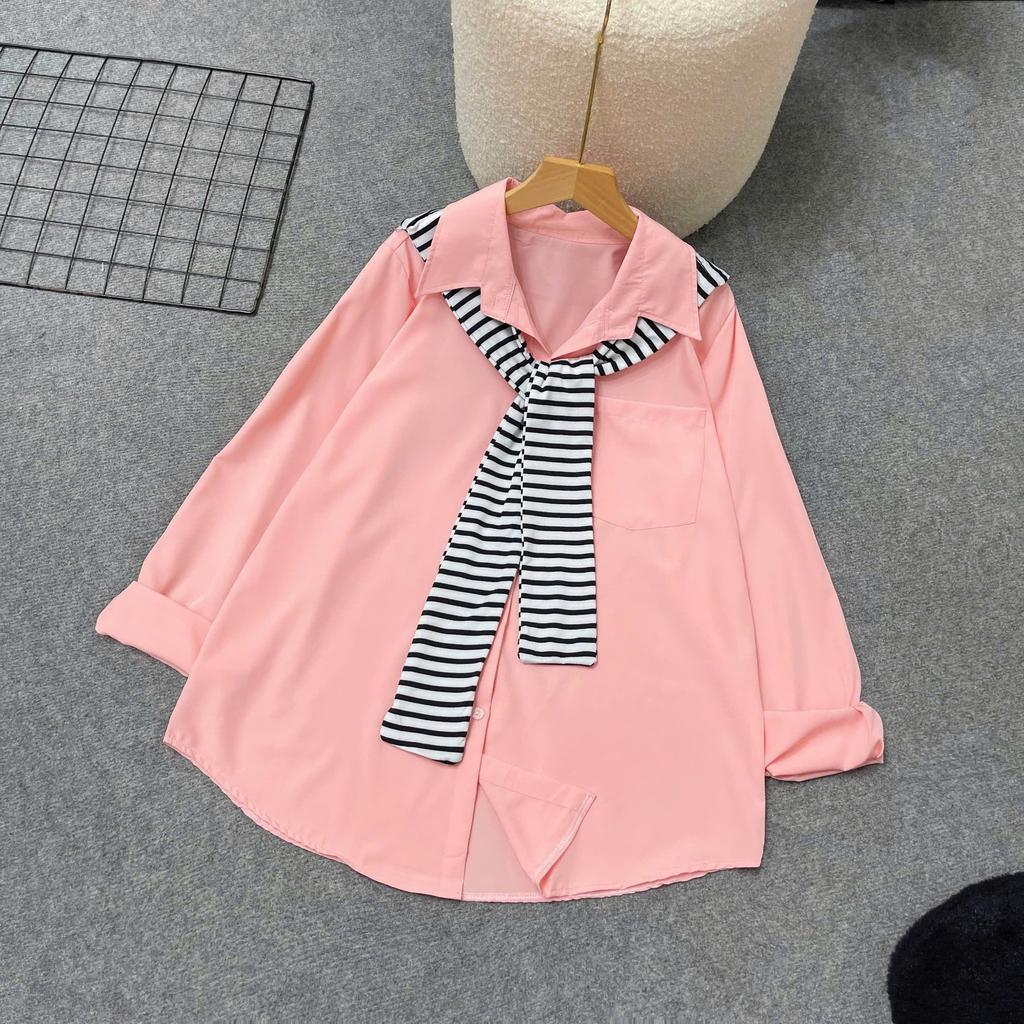 Áo Sơ Mi Lụa Dài Tay Nữ Bigsize Cô Nhỏ Kèm Khăn Choàng Xinh Xắn Phù Hợp Đi Học Đi Làm SM20+A195