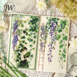 JIANWUVines Dẫn Hoa Series Vintage Cây Hoa Phong Cảnh Chất Liệu Cắt Kéo Sổ Lưu Niệm PET Miếng Dán Sáng Tạo Tạp Chí Văn Phòng Phẩm