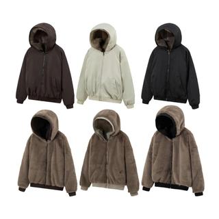 Áo khoác phong cách Harajuku Nhật Bản, độn cotton và lót lông cừu cho mùa lạnh