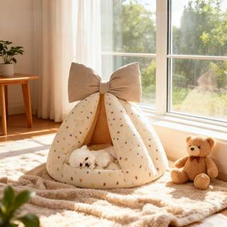 Giường cho chó bán kín, Tổ Sofa cho chó bí ngô mềm mại ấm áp, Giường cho thú cưng làm dịu cho thú cưng nhỏ vừa lớn