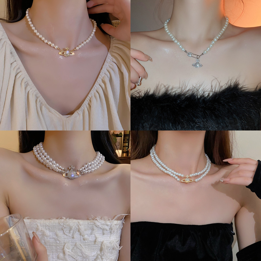 Kim Cương Sao Thổ Mặt Dây Chuyền Ngọc Trai Vòng Cổ Niche Thời Trang Xương Đòn Dây Chuyền Nữ Thanh Lịch Giá Rẻ Trang Sức Sang Trọng