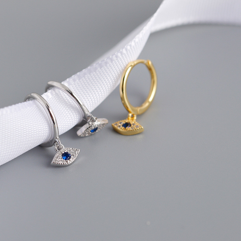 Bông tai mắt quỷ bạc S925 đơn giản dành cho nữ Bông tai Zircon cổ điển không gây dị ứng