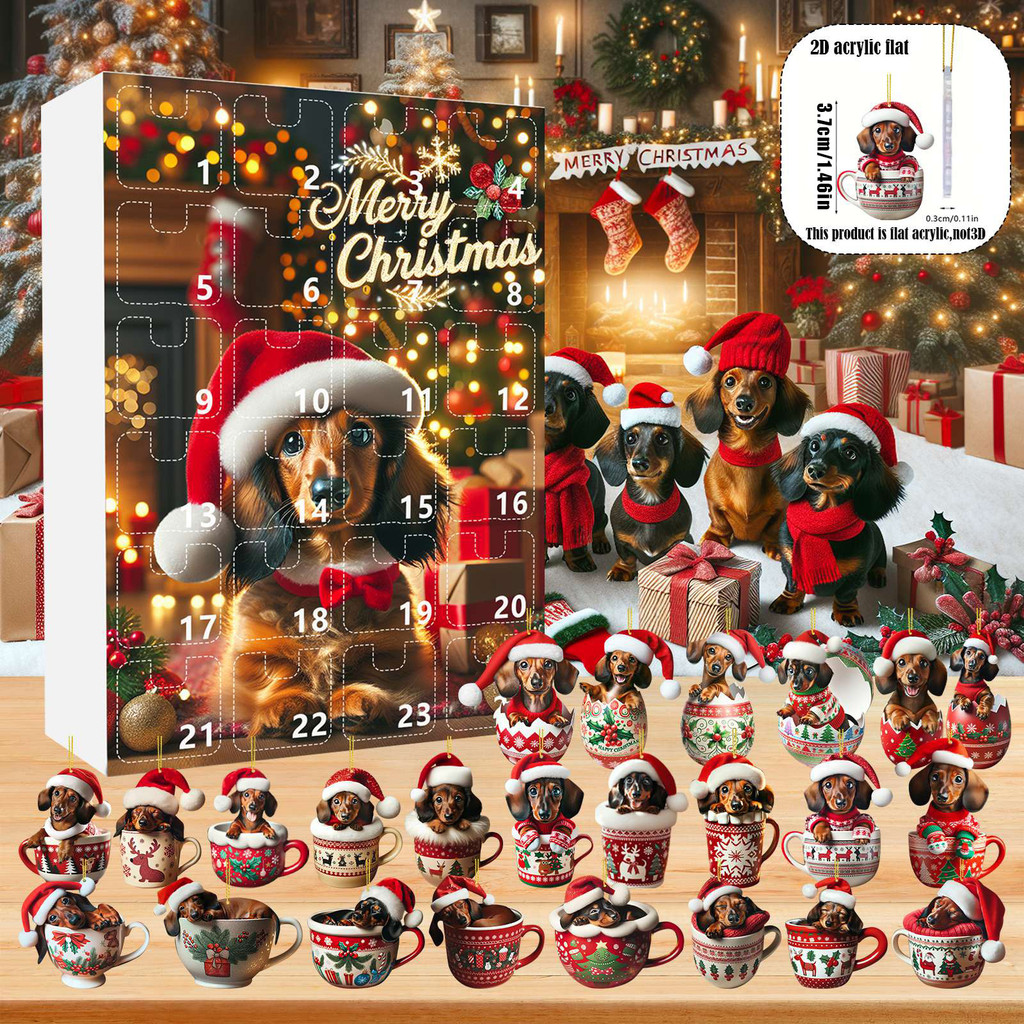 Ủng Hộ Tiệc Giáng Sinh - Móc Treo Cốc Chó Dachshund, Trang Trí Nhà Lễ Hội, Dễ Thương Cho Bạn Bè