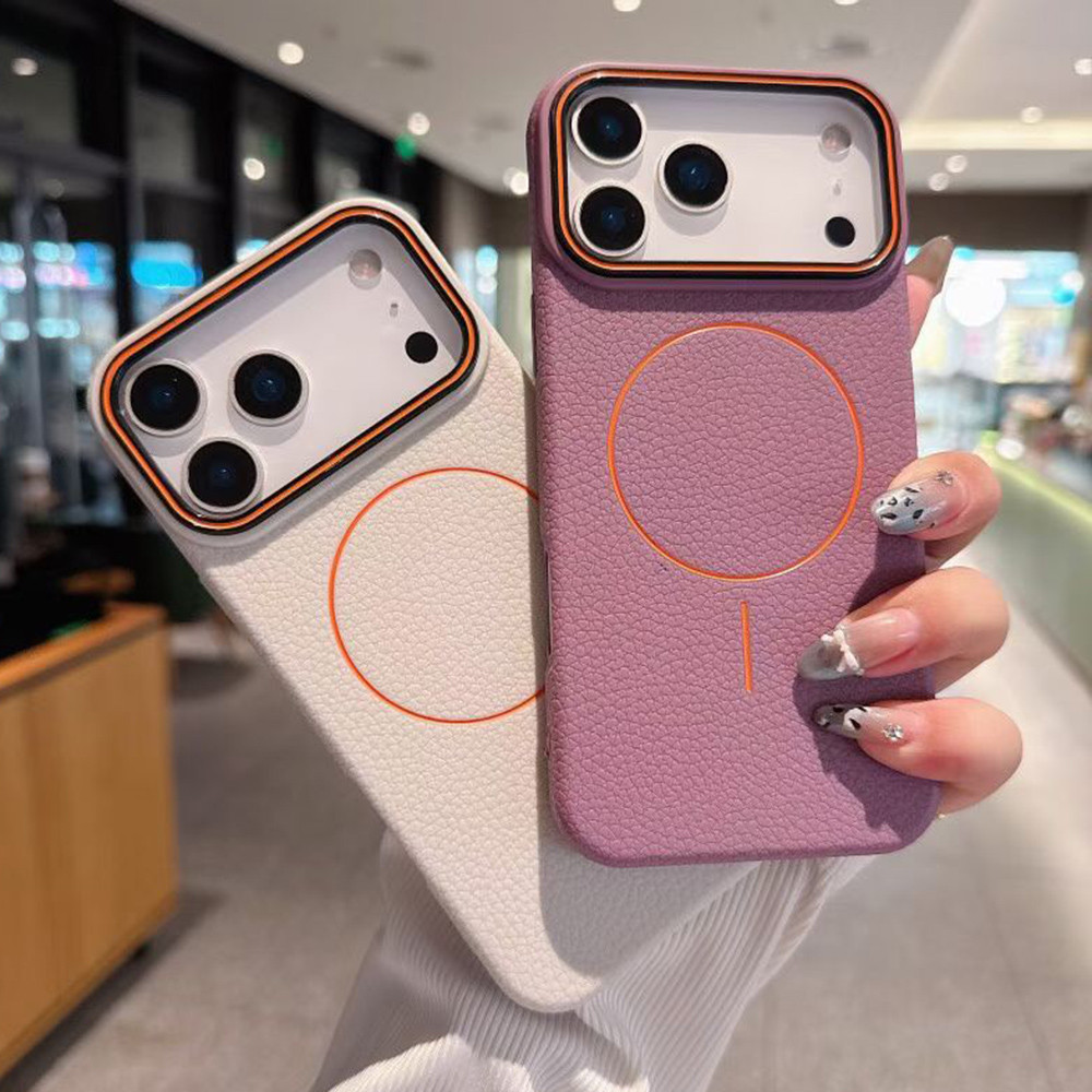 Ốp Điện Thoại Da Lychee Từ Tính Cho iPhone 17 Pro Max 17 Air 16 15 14 13 12 11 Vỏ Bảo Vệ Chống Sốc