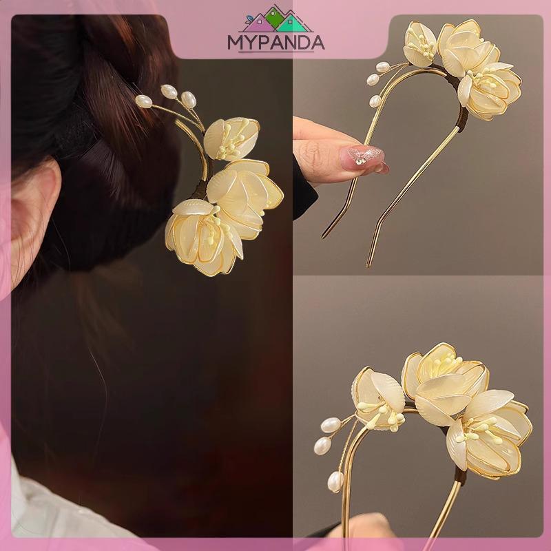 MYPANDA - Kẹp tóc mộc lan hợp kim vintage, phụ kiện thời trang cho tóc