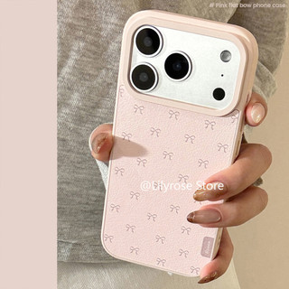 Ốp Da Nơ Màu Hồng Cho iPhone 17ProMax 17Po 17 16ProMax 16Pro 16 15ProMax 15Pro 15 14ProMax 14Pro 14 13ProMax 13Pro 13 Apple iPhone Case Hàn Quốc TPU Cứng
