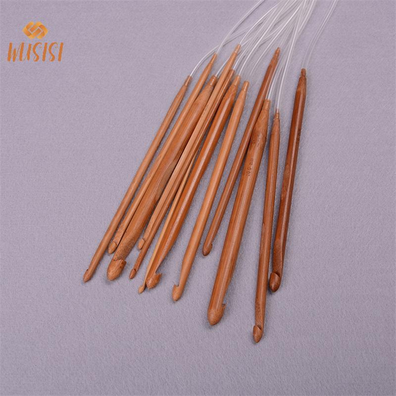 [WUSISI] 1,2m 48 "12 Kích cỡ khác nhau / bộ Móc móc kim tre Carbonized Tunisia MỚI