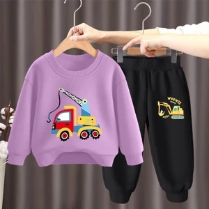 Bộ đồ thể thao hoạt hình bé trai Bộ trang phục thể thao hợp thời trang cho trẻ em Quần áo hai mảnh Bộ áo và quần thoải mái