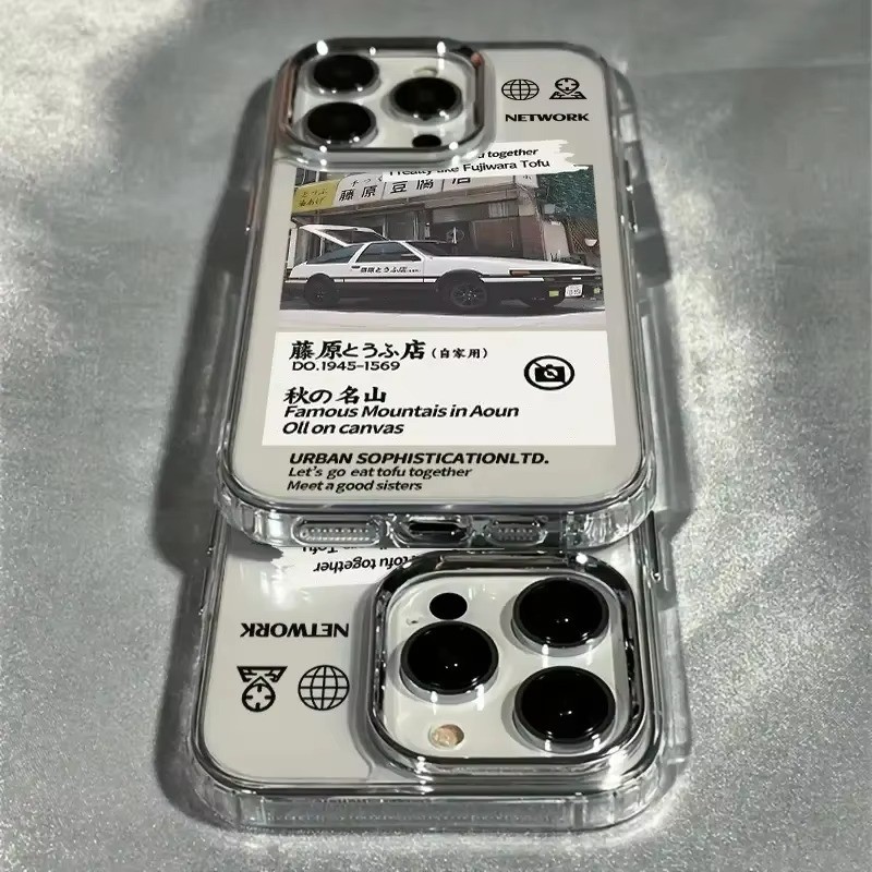 Ốp điện thoại trong suốt đường phố Nhật Bản cho iPhone 17 16 15 14 13 12 11 Pro Max Air X XS XR 7 8 Plus SE2 Vỏ khung ống kính bạc