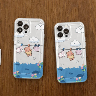 Ốp Lưng iPhone Gấu Mây Xinh Viền Thẳng Chống Sốc, Bảo Vệ Camera - iP 7/8/X/XS/11/12/13/14/15/16/17/Plus/Pro/Max/Air