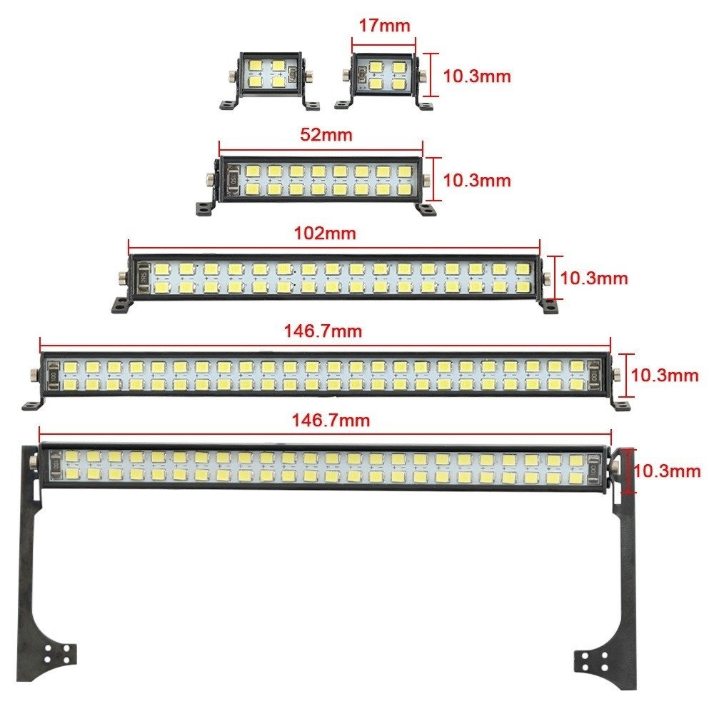 Đèn mái RC SMILE, Thanh đèn LED RC siêu sáng điều khiển CH3, Đèn xe bánh xích RC tỷ lệ 1 / 10 đa kích thước cho phụ kiện RC SCX10 D90 TRX 4