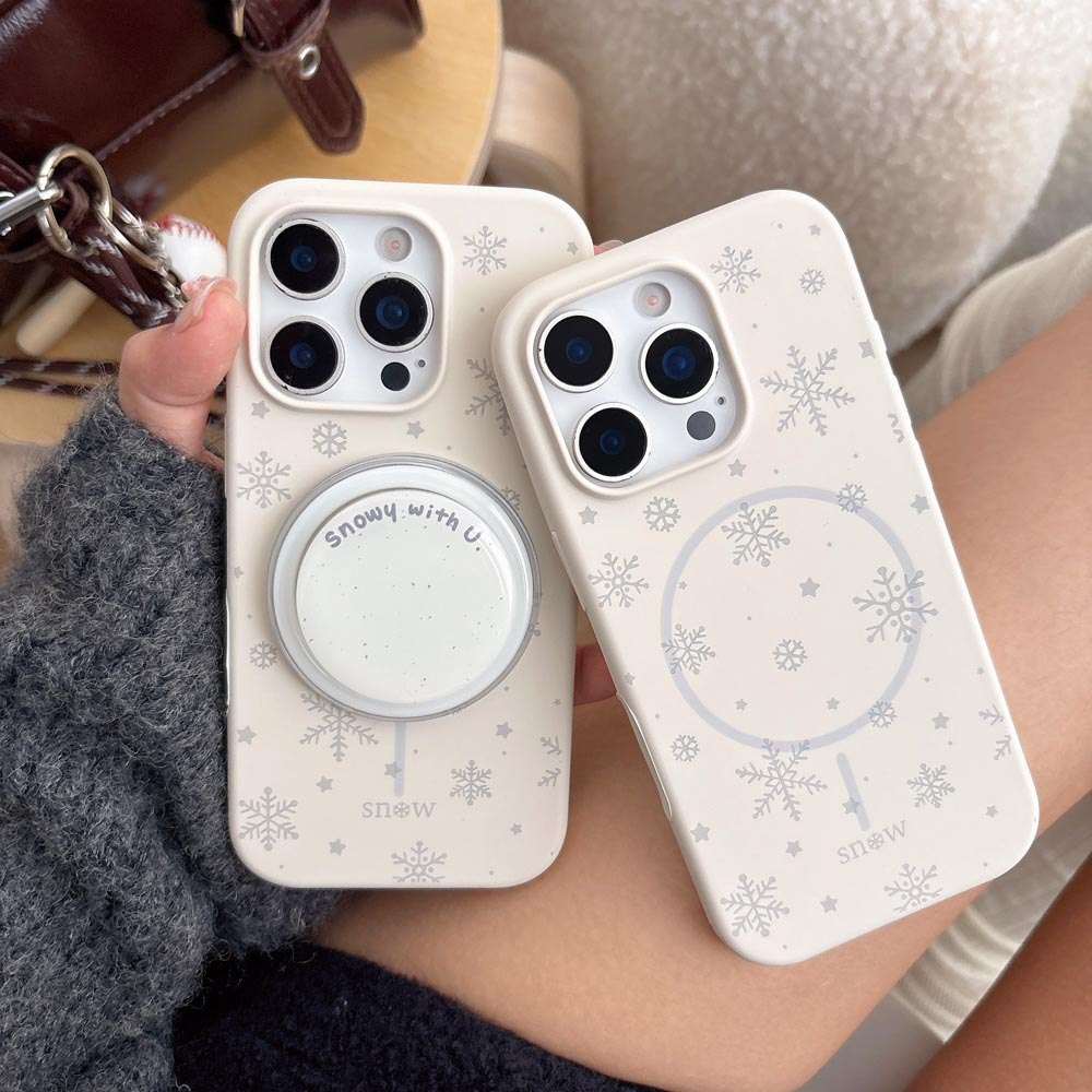 Ốp lưng TPU Tương thích với iPhone 13 14 14Pro 14ProMax 15 15Pro 15ProMax 16 16Pro 16ProMax 17 17Pro 17ProMax Vỏ nam châm họa tiết bông tuyết