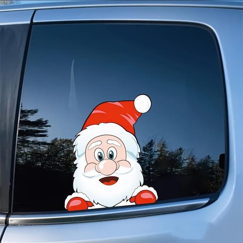 Chúc Mừng Giáng Sinh Xe Dán Chống Thấm Nước Ông Già Noel Và Tuần lộc Cửa Sổ Lưới Tản Nhiệt Thích Hợp Cho Xe Ô Tô Máy Tính Dán