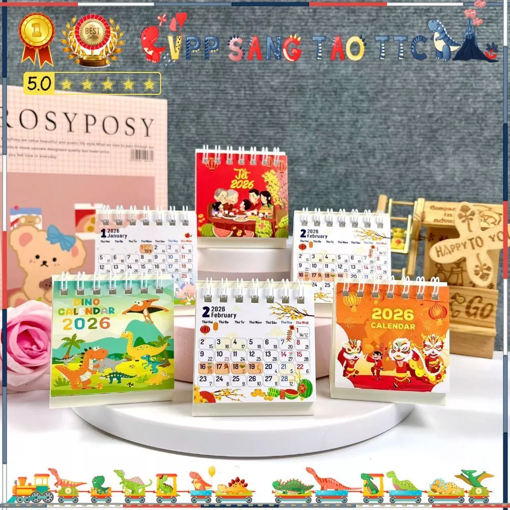 Lịch 2026 Để Bàn Mini 6.5x7 Cm, Có Ngày Âm Lịch Và Ghi Chú Các Ngày Lễ, Thiết Kế Nhỏ Gọn, In Độc Quy