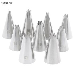 Tutu 9 Chiếc Open Star Cream Piping Vòi Phun Trang Trí Bánh Bộ Kim Loại Bánh Ngọt Túi Mẹo VN