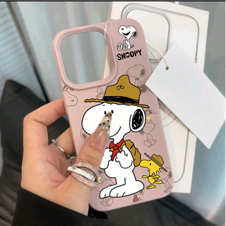 Ba Lô Hoạt Hình Dễ Thương Snoopy Dành Cho OPPO A6 A5 A3 Pro A3X A5X Reno 13 14 12 11 10 Pro 13F 12F 11F 5G 8T 7Z 8Z Vỏ Điện Thoại Màu Kẹo Họa Tiết Lichee Mờ Chống Sốc
