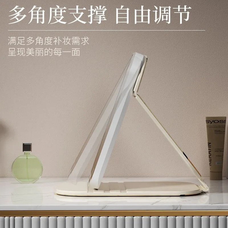Gương Trang Điểm Led Có Đèn Có Thể Gập Lại Để Bàn Thông Minh HD Gương Trang Điểm Di Động Di Động Ký Túc Xá Sinh Viên Gương Để Bàn