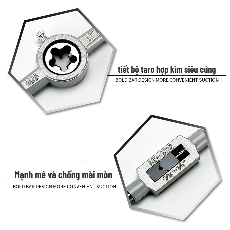 【24h】Bộ tay quay taro tạo ren trong và ngoài 20 chi tiết M3-M12 bộ taro taro ren ngoài