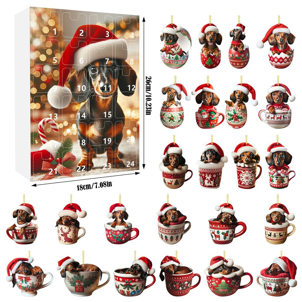 Ủng Hộ Tiệc Giáng Sinh - Móc Treo Cốc Chó Dachshund, Trang Trí Nhà Lễ Hội, Dễ Thương Cho Bạn Bè