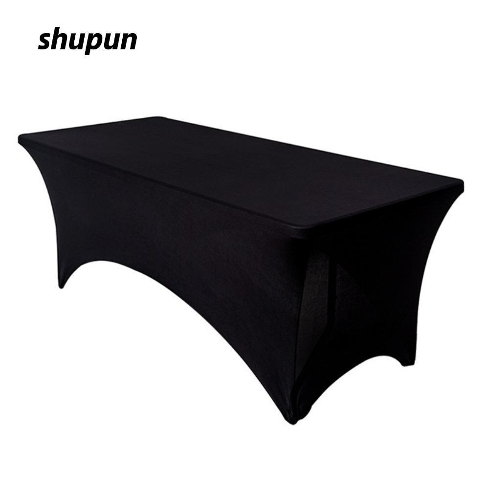 Khăn trải bàn hình chữ nhật SHUPUN, Khăn trải bàn co giãn cao có thể giặt được, Màu đen phổ thông 4 / 6 / 8FT Massage làm đẹp