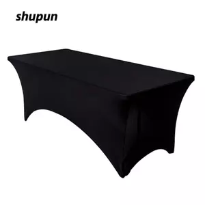 Khăn trải bàn hình chữ nhật SHUPUN, Khăn trải bàn co giãn cao có thể giặt được, Màu đen phổ thông 4 / 6 / 8FT Massage làm đẹp
