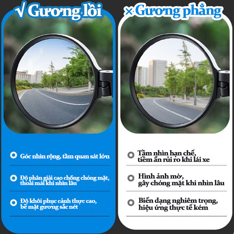 Gương Chiếu Hậu Xe Đạp Xoay 360° Cầu Lồi An Toàn – Gập Gọn Tiện Lợi, Phụ Kiện Xe Đạp Leo Núi & Xe Đạp Điện