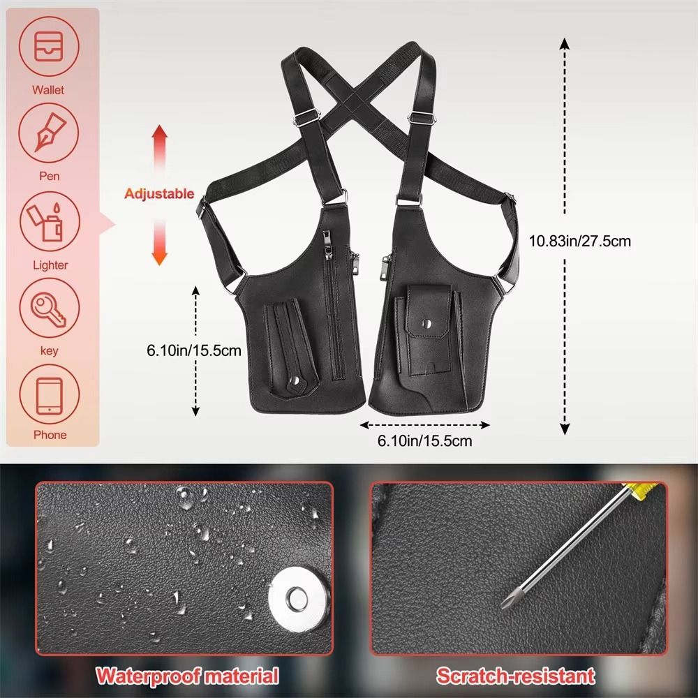 Túi đựng Vest lưu trữ FEDAOG, Túi đeo ngực bằng da che giấu, Túi đeo chéo đa năng chống trộm đeo vai nách ẩn đa chức năng chống trộm