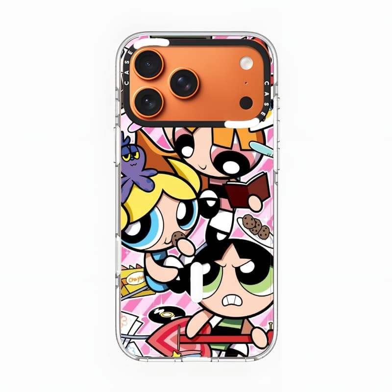 CASECASE X Ốp lưng Powerpuff Girls Impact Clear Từ tính hút cho iPhone 17 / 16 / 15 / 14 / 13 Pro Max | Ốp lưng Acrylic pha lê trong suốt có bao bì cao cấp