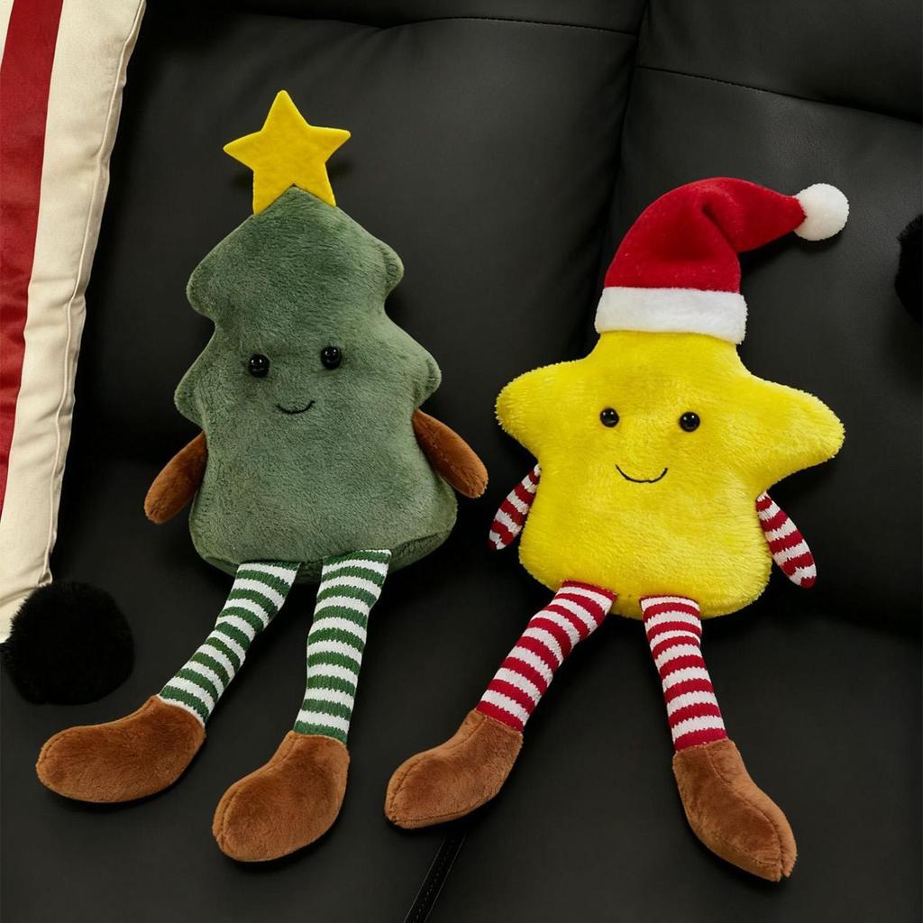 Cây thông Noel dễ thương Ngôi sao năm cánh Gối nhồi bông hình búp bê nhồi bông có chân dài Quà tặng trẻ em