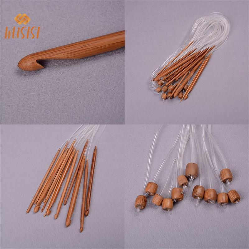 [WUSISI] 1,2m 48 "12 Kích cỡ khác nhau / bộ Móc móc kim tre Carbonized Tunisia MỚI
