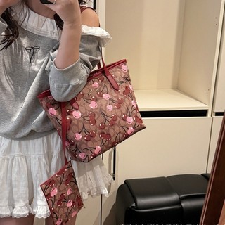 GC2 Túi Tote In Hình Bướm Anh Đào Thời Trang Dành Cho Nữ Túi Đeo Vai Dung Tích Lớn Có Túi Nhỏ CG2