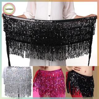 SAFENH Khăn Thắt Lưng Sequin với Tua Rua và Viền Hông, Phù hợp cho Khiêu Vũ và Quấn Váy