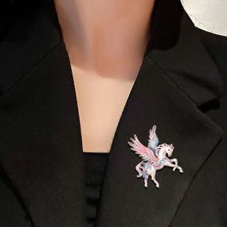 NCE Huy hiệu cung hoàng đạo động vật, trâm cài tóc hình Pegasus retro với màu đỏ/xanh/hồng - quà tặng độc đáo