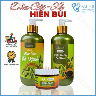 Dầu Gội - Xả Bồ Kết Men Gạo Trà Xanh HIỀN BÙI 500ml, Giúp Mái Tóc Suôn Mượt, Không Lo Gãy Rụng