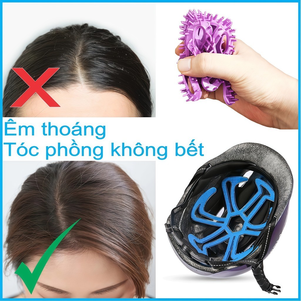 Lót mũ nón bảo hiểm Silicon Massage chống xẹp tóc, thông thoáng, chăm sóc bảo vệ da đầu - FE123