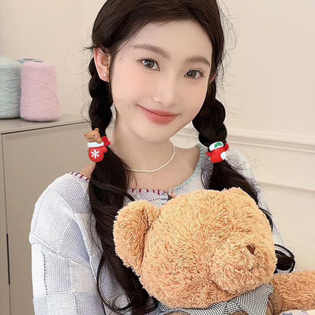Bộ dây buộc tóc Terry 10 chiếc họa tiết tuần lộc và ông già Noel, phù hợp cho các bữa tiệc hoặc họp mặt gia đình trong dịp lễ hội Giáng sinh.