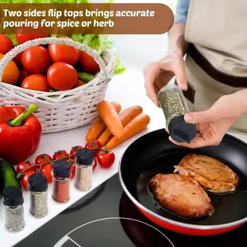 3 / 6 / 9 Chiếc Nhà Bếp Trong Suốt Chai Gia Vị / Nhựa BBQ Gia Vị Muối Tiêu Bình Lắc