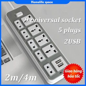 [📢Free shipping🕹️]ổ cắm điện đa năng，Ổ Cắm Điện USB Đa Năng Cao Cấp Chống Giật Dây Dài 1.8m, 4 Giắc Cắm Điện