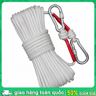 Dây nylon 20m loại dày, tăng cường lõi thép，dây dù leo núi，Kèm Móc Nối 2 Đầu，Dây Thừng Lõi Thép 8mm