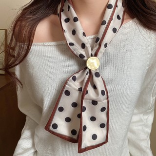 Retro chấm bi vải lụa khăn tua rua vòng cổ thời trang đa năng ánh sáng sang trọng phụ kiện cao cấp