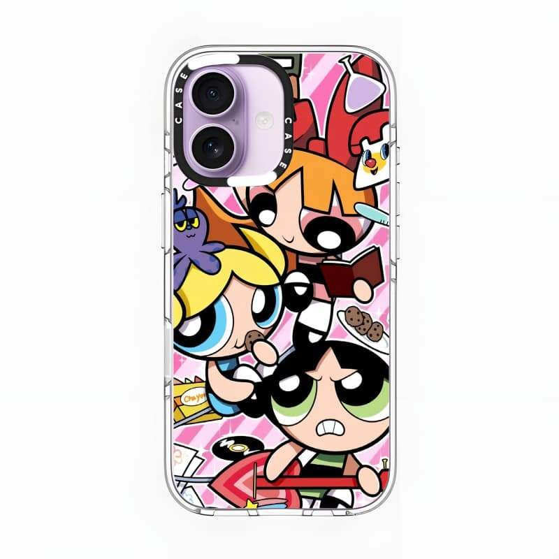 CASECASE X Ốp lưng Powerpuff Girls Impact Clear Từ tính hút cho iPhone 17 / 16 / 15 / 14 / 13 Pro Max | Ốp lưng Acrylic pha lê trong suốt có bao bì cao cấp
