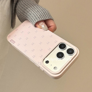 Ốp Da Nơ Màu Hồng Cho iPhone 17ProMax 17Po 17 16ProMax 16Pro 16 15ProMax 15Pro 15 14ProMax 14Pro 14 13ProMax 13Pro 13 Apple iPhone Case Hàn Quốc TPU Cứng